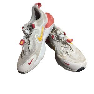 Nike run flow coral citron White slip on athletic active running sneaker 13C kid